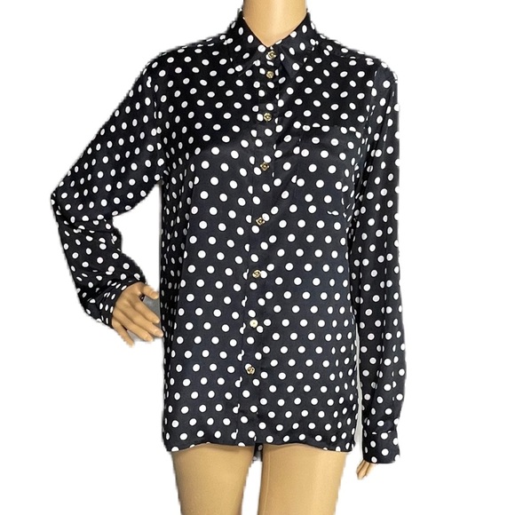 MICHAEL Michael Kors Polka Dot Button Down Blouse Sz XS - Picture 1 of 9